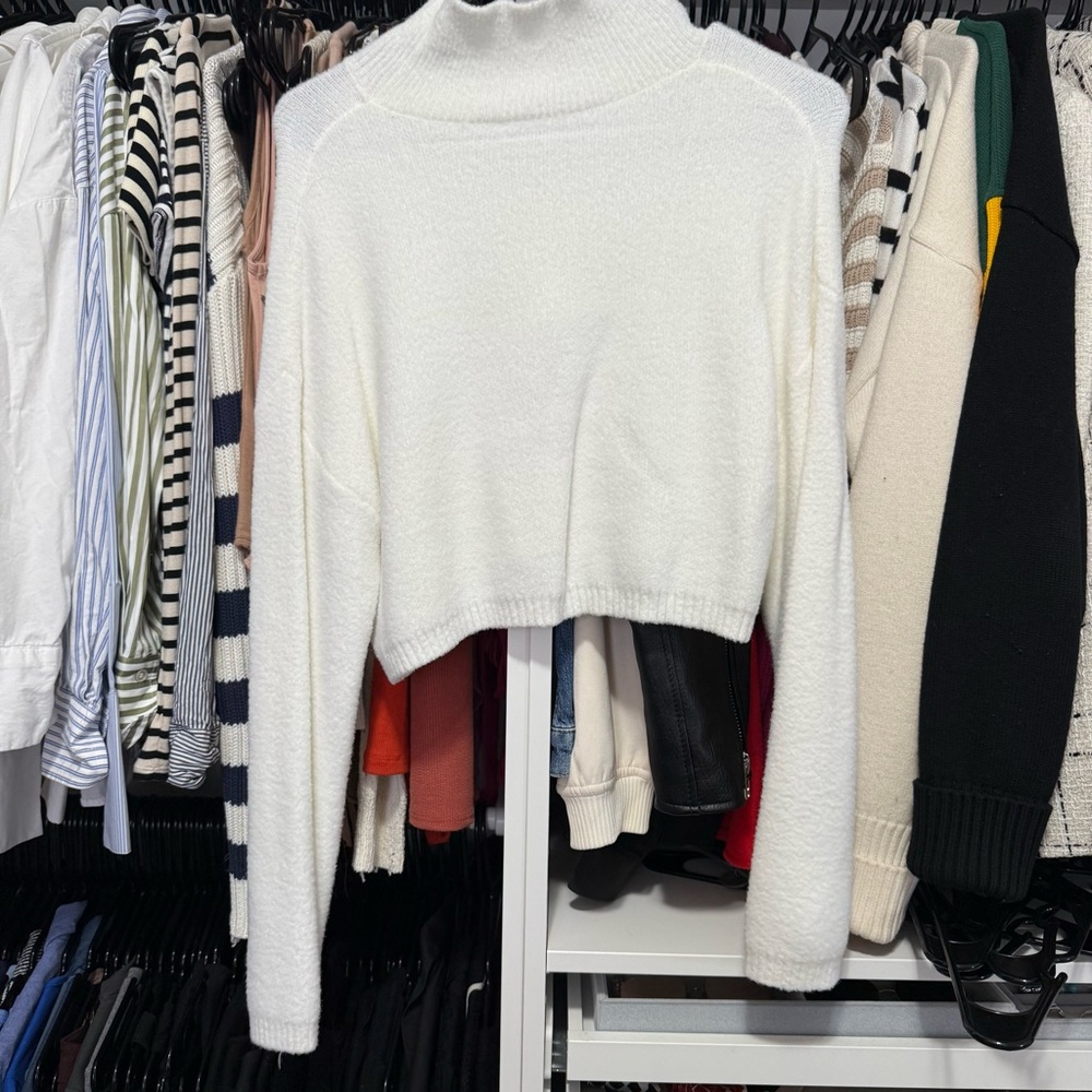Zara knit cropped mock neck sweater